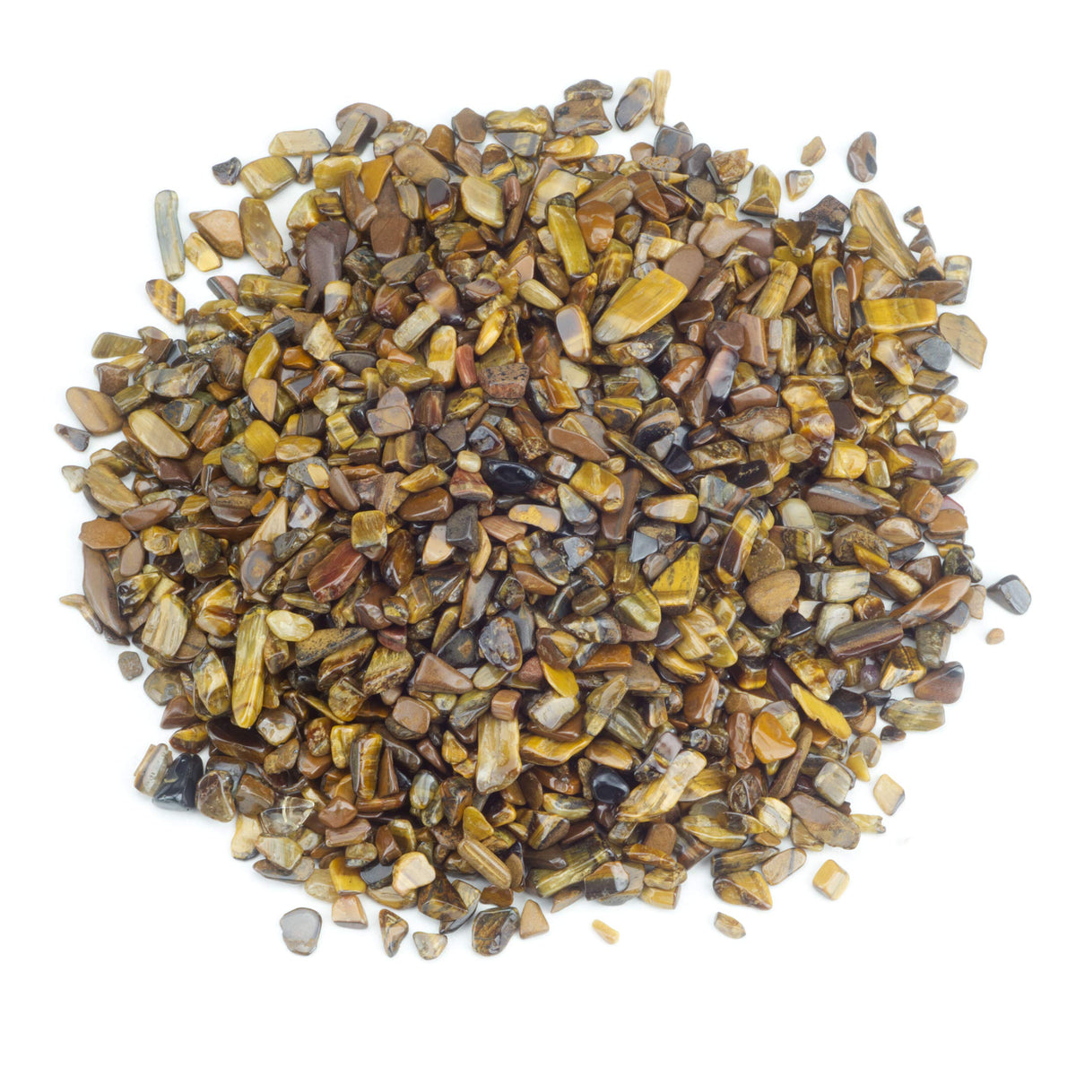 Cherry Tree Collection 1/2 Pound Polished Tumbled Gemstone Chips, Pebbles, Crystal Chips Bulk for Jewelry Making, Healing, Plants, Succulents, Aquariums, Decoration, Chakra (Tiger's Eye)