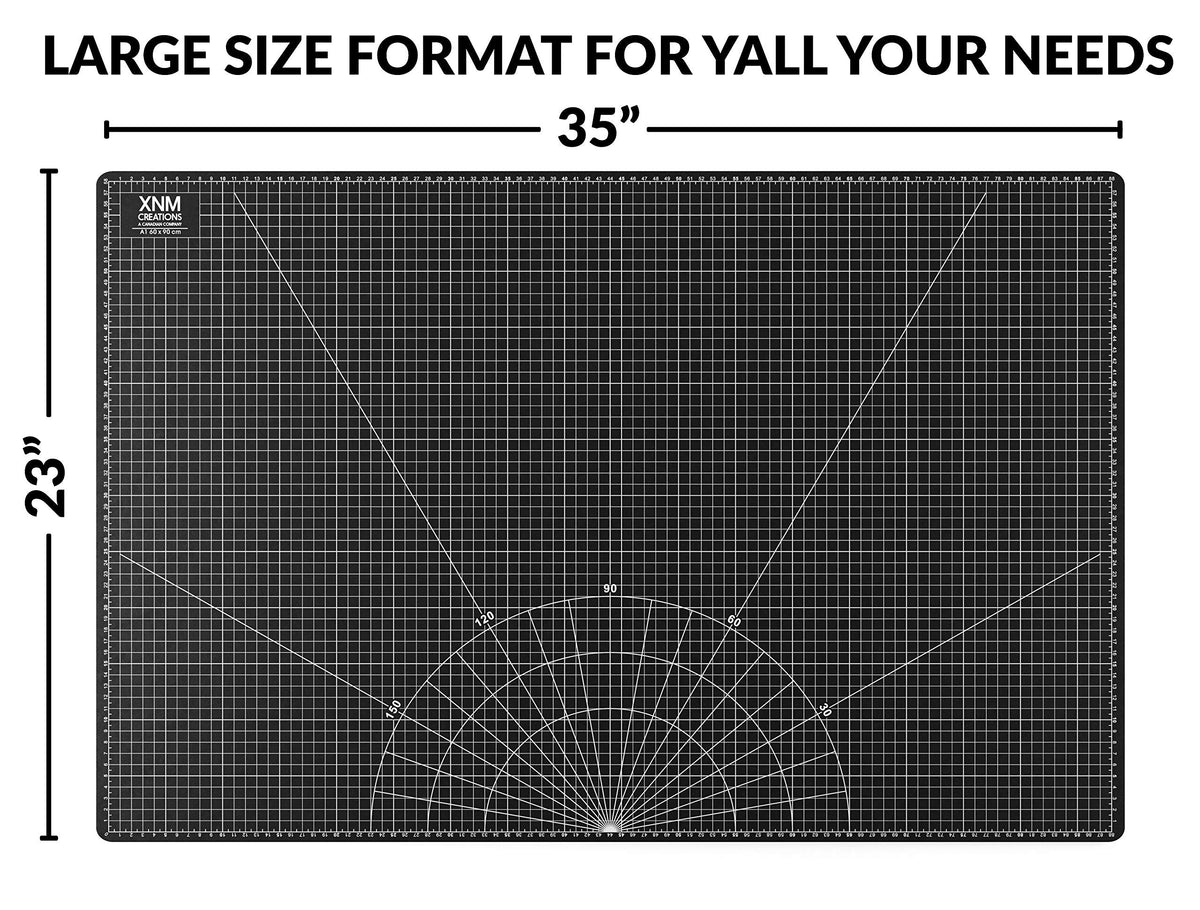 XNM Premium Self Healing Cutting Mat - 24 Inches by 36 inches - A1, 3 Layer Quality PVC Construction - Dual Sided, Imperial and Metric Grid Lines - Perfect for Cutting, Sewing, and Crafts