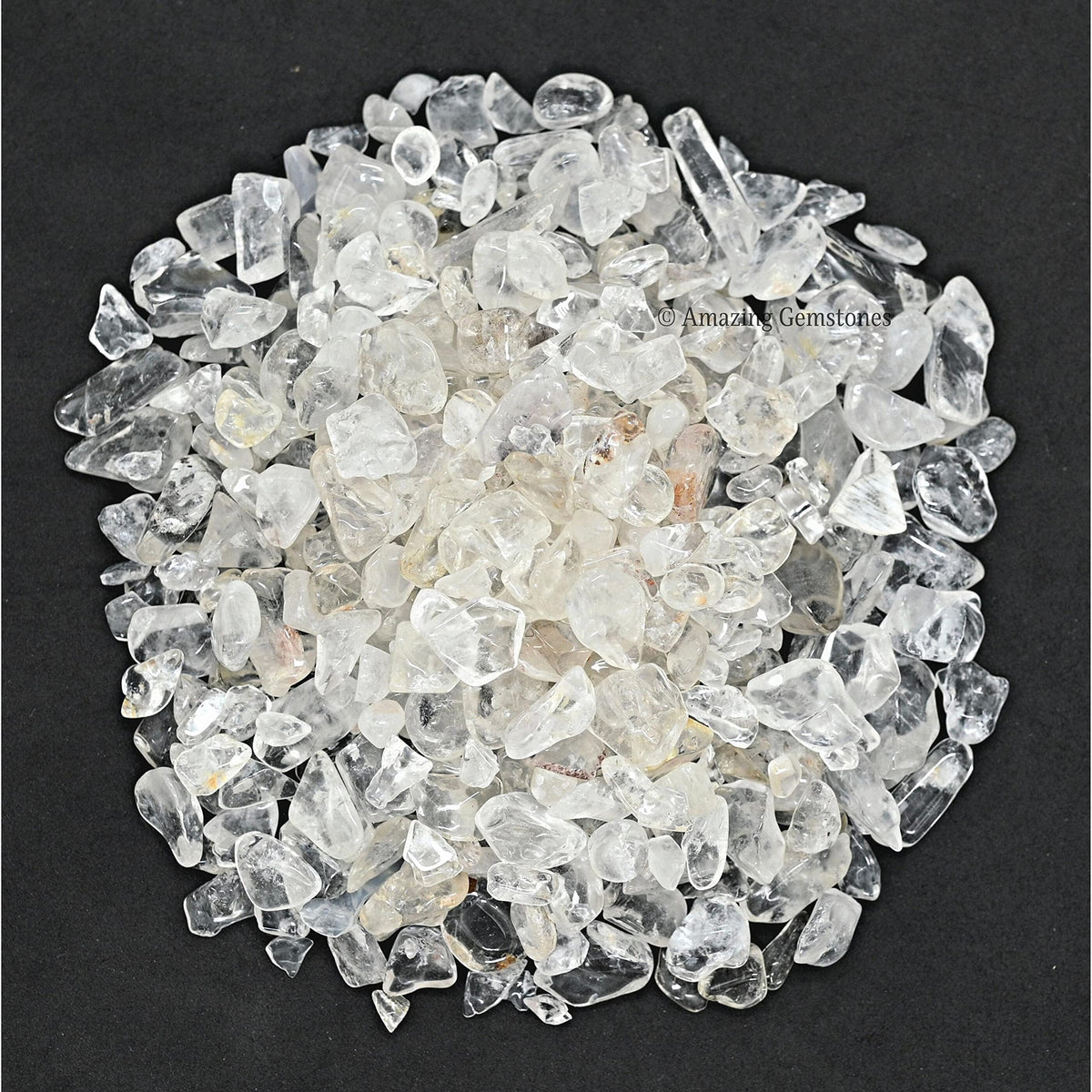 Amazing Gemstone Clear Quartz Crystal Chips Aquarium Gravel Rocks - 1000+ Carat Clear Quartz Chips Bulk Fish Tank Gravel, Small Tumbled Stone Chips and Tiny Crystals for Decoration (Natural AAA Grade)