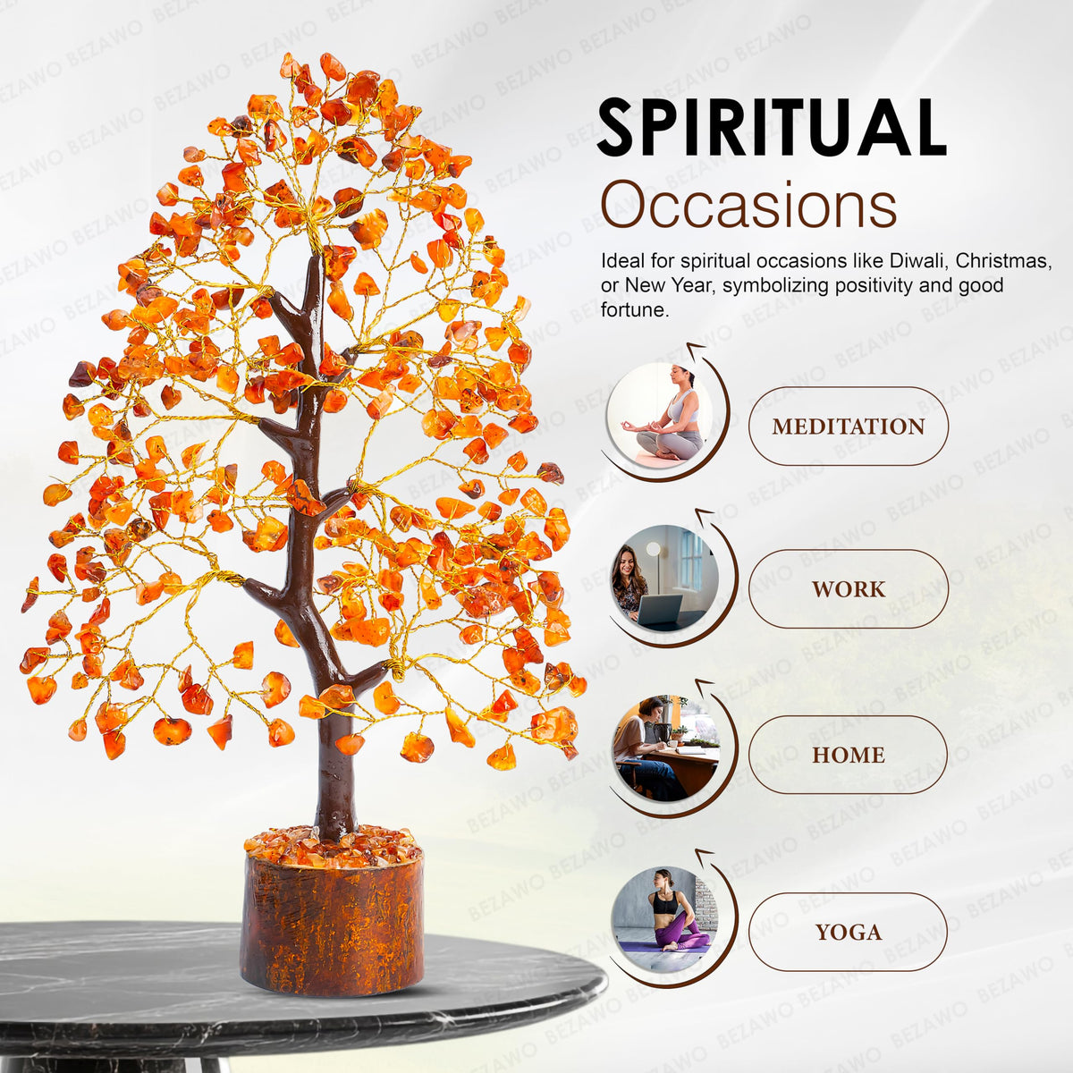 Crocon® Carnelian Crystals Tree, Birthday Gifts for Women, House Warming Gifts New Home Decor, Healing Crystals Spiritual Present, Birthday Gift for Mom, Orange Decor, Gemstones Money Tree Positivity