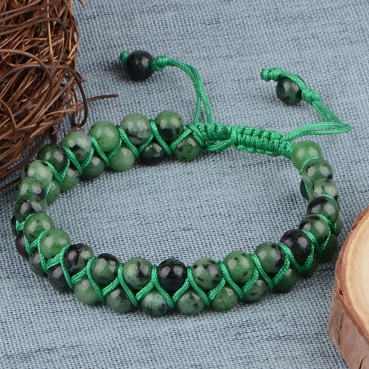 MASSIVE BEADS Double Layer Stone Chakra Healing Crystals Bracelet Yoga Beads Meditation Relax Anxiety Bangle for Unisex Women Men (Ruby Zoisite, 6mm)