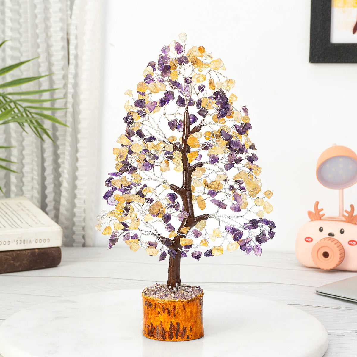 Crocon® Amethyst & Citrine Tree Crystal Tree of Life Birthday Gifts for Women Gemstone Tree Healing Stones Home, Shelf & Room Decor, Money Tree Positive Feng Shui Tree Bonsai Good Luck Spiritual Gift