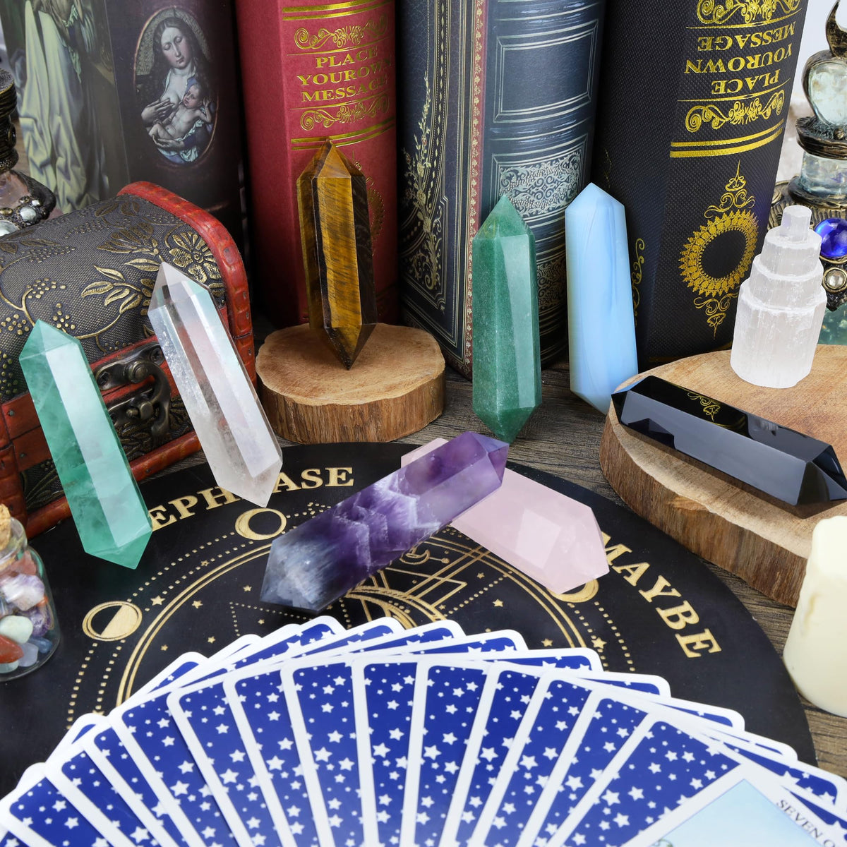 YATOJUZI 3.5" Opal Healing Crystals Wand Moonstone Crystals and Healing Stones Large Hexagonal Moonstone Crystal Points for Meditation Divination Reiki Energy Balancing 1PCS