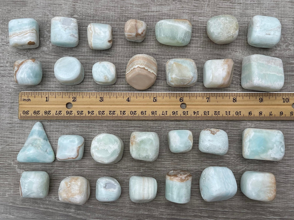 GAF TREASURES 5 Pcs Caribbean Calcite Tumbled Stones, Polished Natural Caribbean Calcite Gemstone, Caribbean Calcite Healing Crystals (Caribbean Calcite)