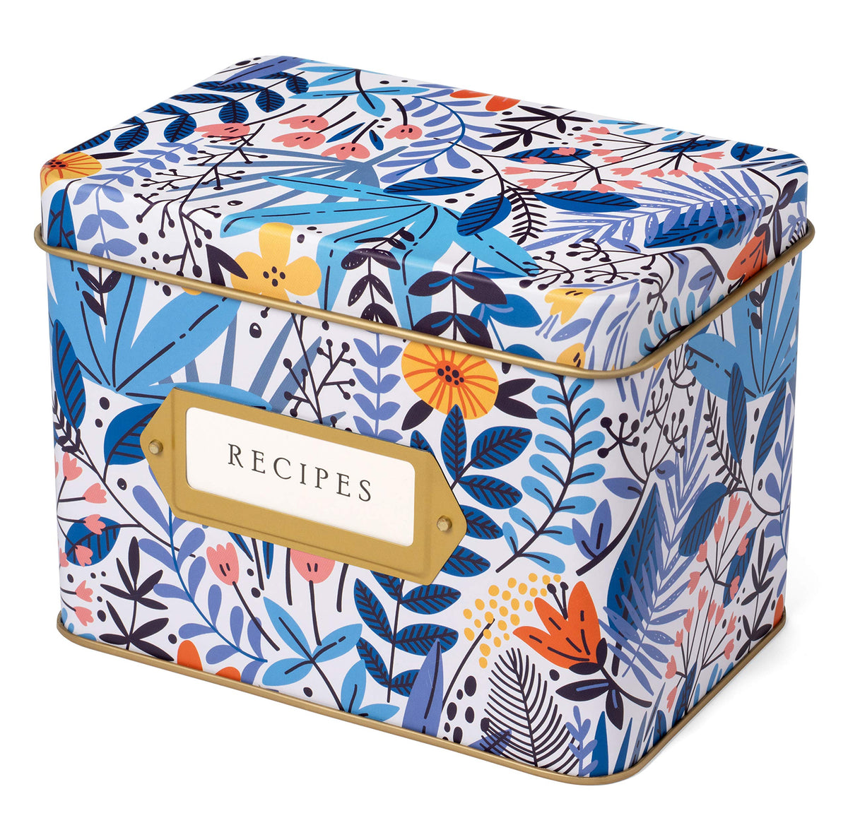 Jot & Mark Decorative Recipe Tin Box for Recipe Cards, Greeting Card Holder | Holds Hundreds of 4” x 6” Cards