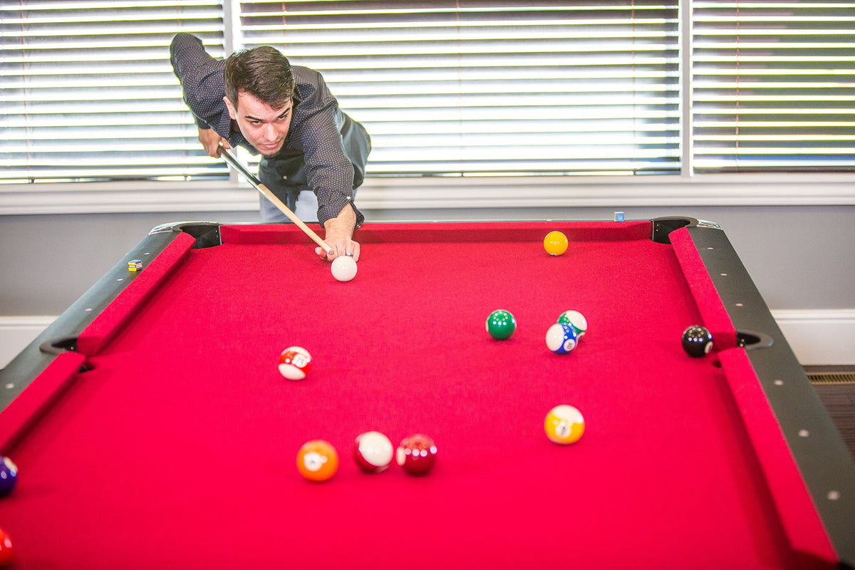 Mizerak Donovan II 8' Billiard Table with 2 Cues, Set of Billiard Balls, Triangle Brush and 2 Chalk