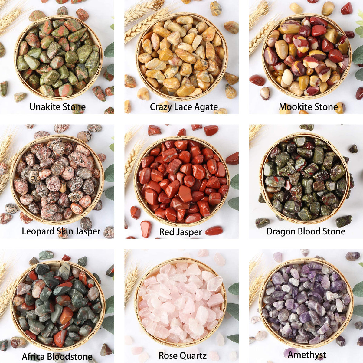 SMQ African Blood Stone Crystal Tumbled Chips Stone,Natural Gemstones Crushed Irregular Polished Healing Crystal Stones for Jewelry Making Home Flower Pot Fish Tank Decoration,1 lb
