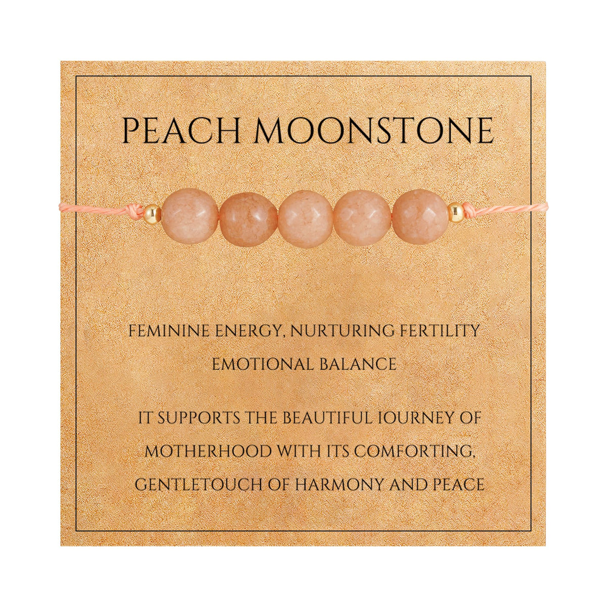 Fezodo Inspirational Encouragement Gifts for Women, Spiritual Crystals and Healing Stones Bracelets Chistmas Valentines day Birthday Gift for Friends Women Men (Peach Moonstone)
