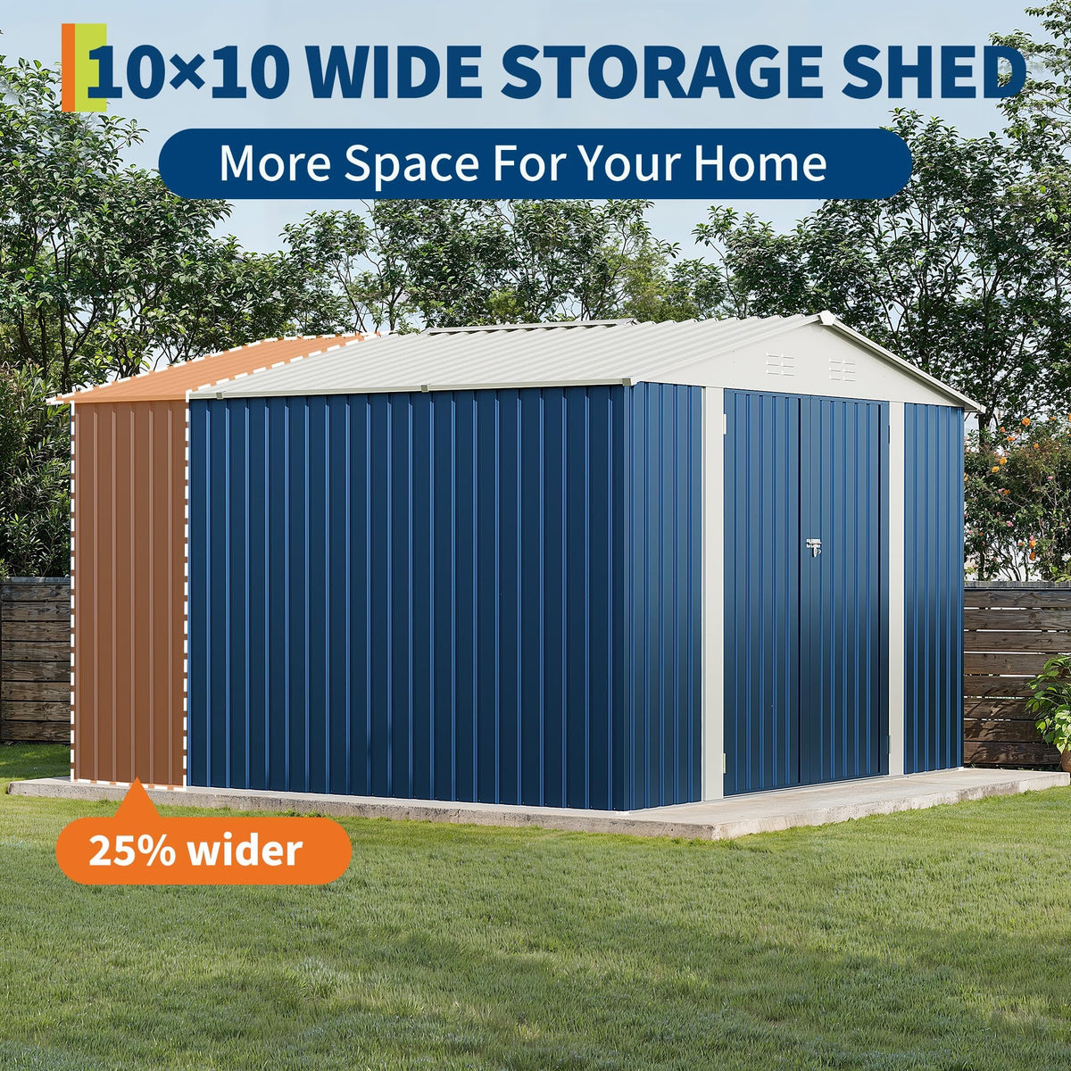 10 X 10 FT Outdoor Storage Shed,Metal Garden Sheds&Outdoor Storage, Lockable Gable Roof Garden Tool Shed, All-Weather Resistant Storage Unit for Bikes, Ladders, Patio Supplies & Garden Essentials