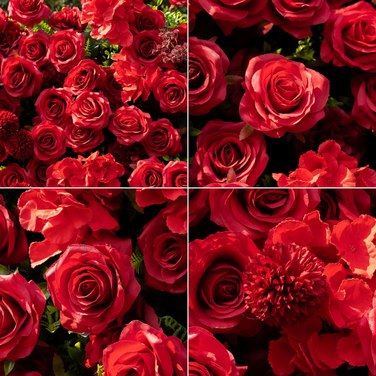 COCO FLOWERWALL Artificial Flower Wall Panels, Gorgeous 3D Silk Red Rose Floral Backdrop for Wedding, Baby Show, Party and Home Decor, Quick Assembly/Storage, Both Eco ＆ Pet Friendly (Grace, 8ft*8ft)