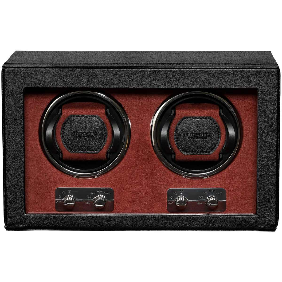 ROTHWELL Double Watch Winder for Automatic Watches with Quiet Motor with Multiple Speeds and Rotation Settings (Black/Red)