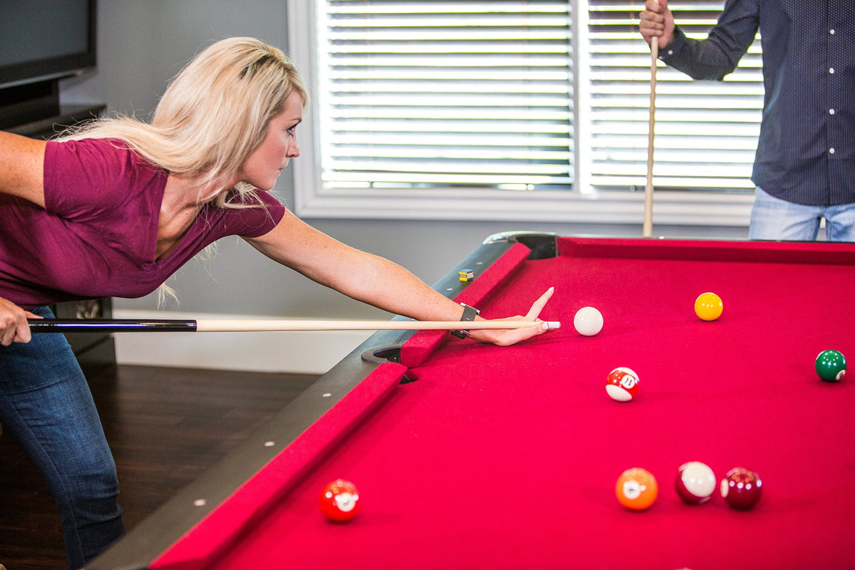 Mizerak Donovan II 8' Billiard Table with 2 Cues, Set of Billiard Balls, Triangle Brush and 2 Chalk