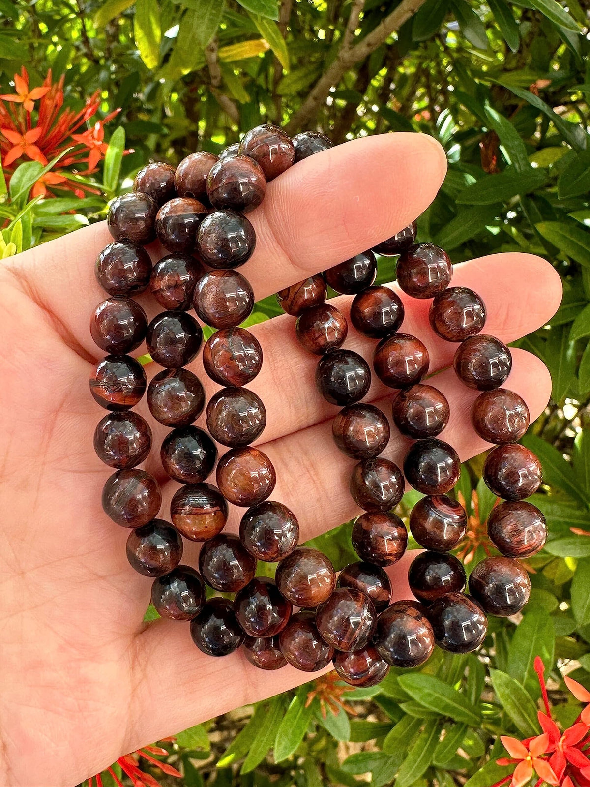 GAF TREASURES Red Tiger Eye Crystal Bead Bracelet 8mm, Genuine Red Tiger Eye Stretch Gemstone Bracelet, Healing Crystal Bracelet, Gift for Men & Women (1)