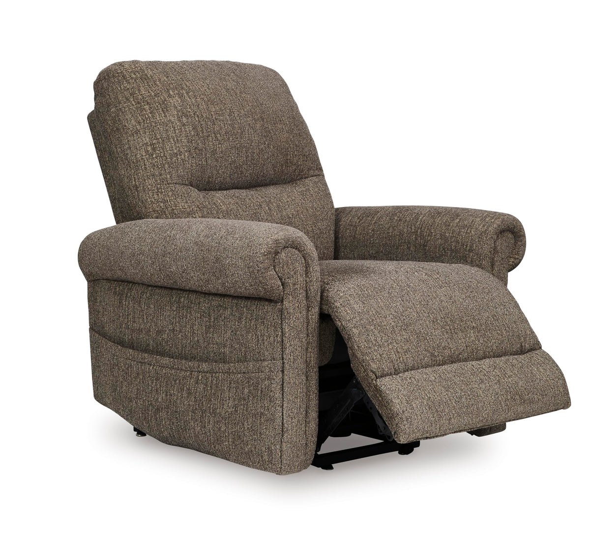 Signature Design by Ashley Aureta Classic Stain Resistant Power Lift Recliner with Side Pocket, Heat and Massage, Dark Brown