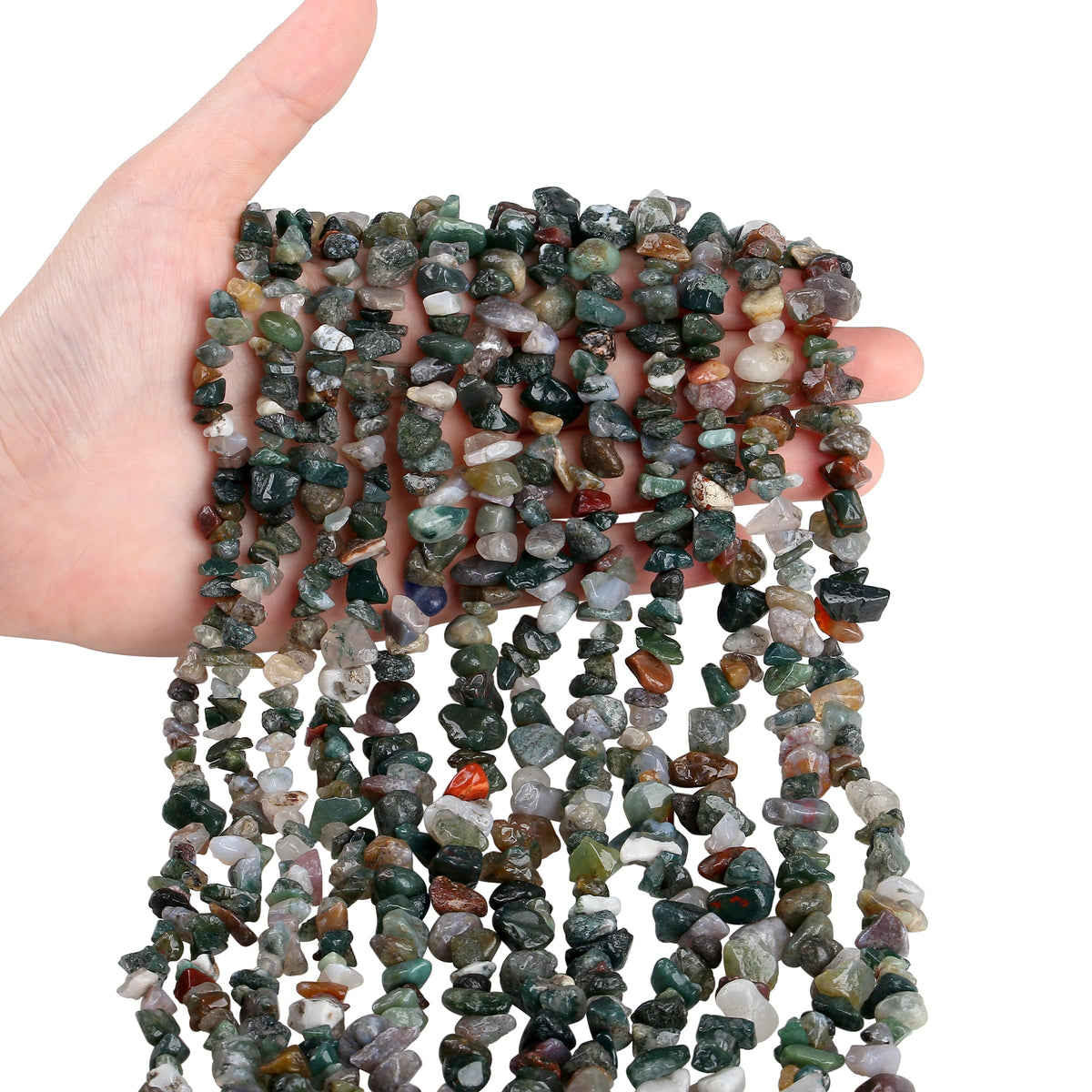 ZHIYUXI 400pcs Indian Agate Beads 5-8mm Healing Crystals Gemstones for Bracelet Making 2 Strands Irregular Stone Loose Rocks Bead for Jewelry Making Hole Drilled DIY Necklace Earrings Craft Gifts
