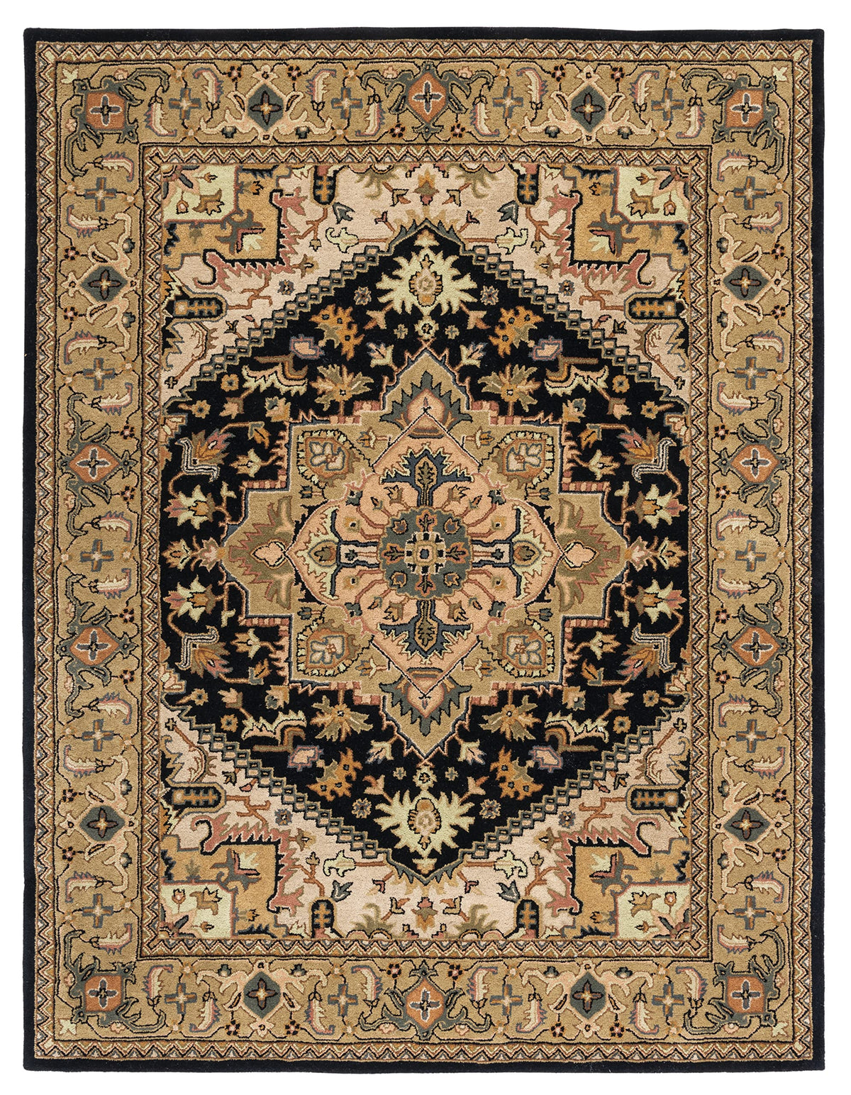 SAFAVIEH Area Rug 10x14 - Heritage Collection - Large - Black & Gold, Handmade Wool, Traditional Oriental Medallion Design, Ideal for Living Room, Bedroom, Dining Space (HG625Z)