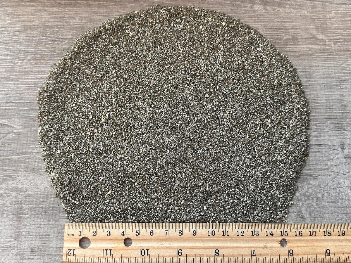 Pyrite Sand Chips – Natural Mini Pyrite Sand Stones, Crushed Undrilled Pyrite Sand, Semi-Tumbled Genuine Pyrite Sand (1 lb Bulk)