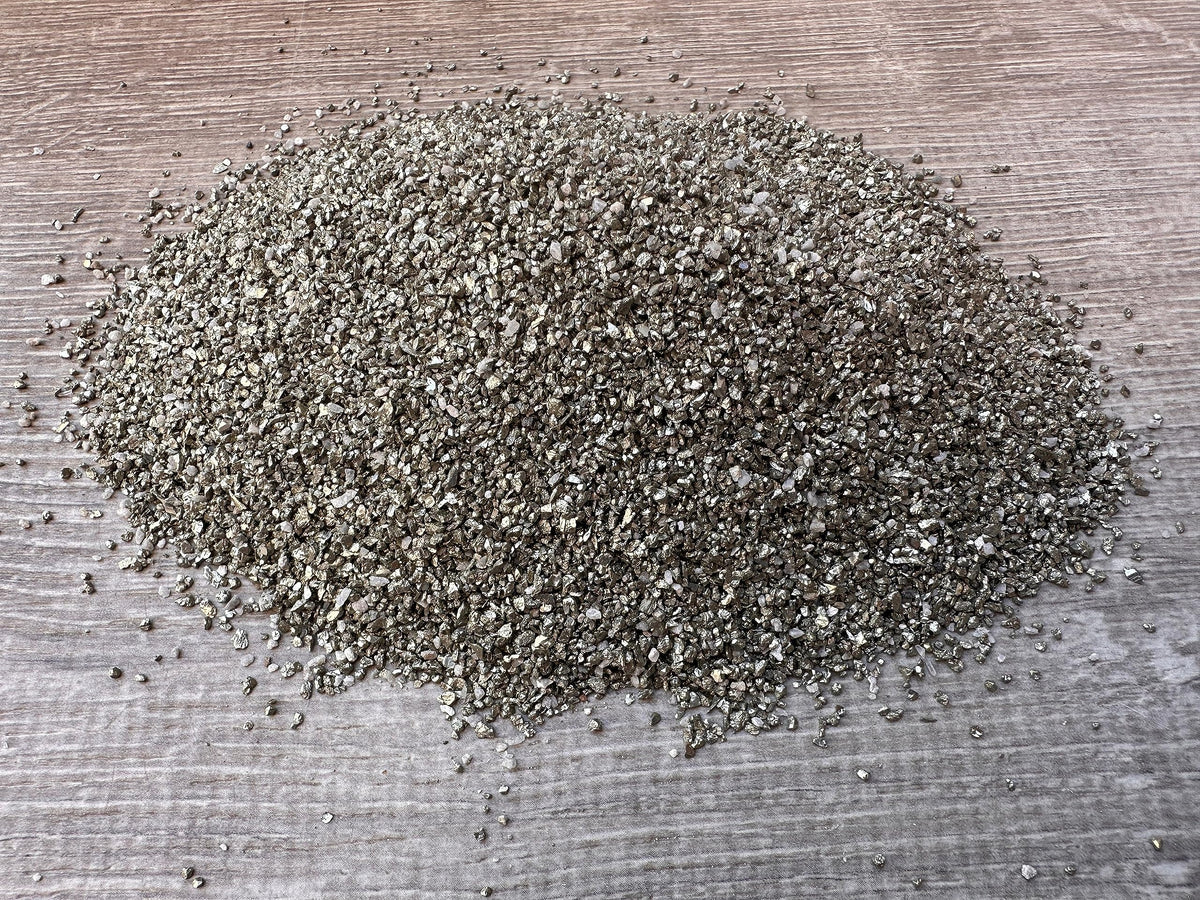 Pyrite Sand Chips – Natural Mini Pyrite Sand Stones, Crushed Undrilled Pyrite Sand, Semi-Tumbled Genuine Pyrite Sand (1 lb Bulk)