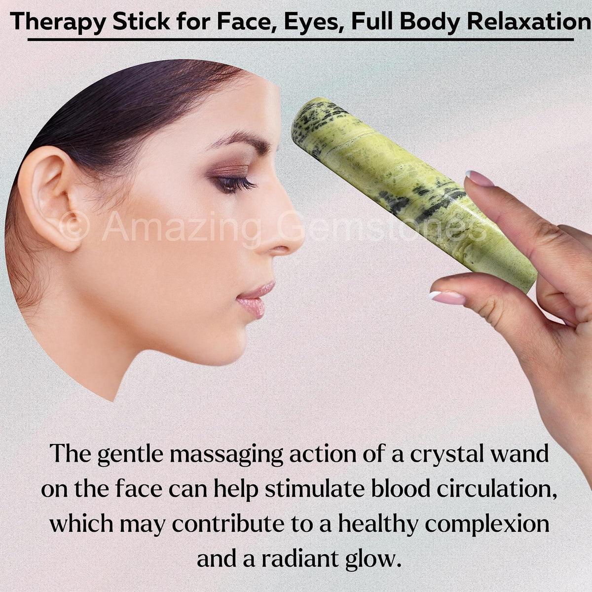 Amazing Gemstone Serpentine Crystal Wand Massage Stick - Pelvic Wand Gua Sha for Adults - Crystals and Healing Stones Massage Wands for Adults Gifts (Smooth)