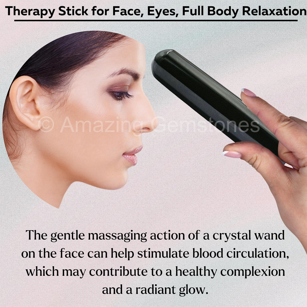 Amazing Gemstone Black Agate Crystal Wand Massage Stick - Pelvic Wand Gua Sha for Adults - Crystals and Healing Stones Massage Wands for Adults Gifts (Smooth)