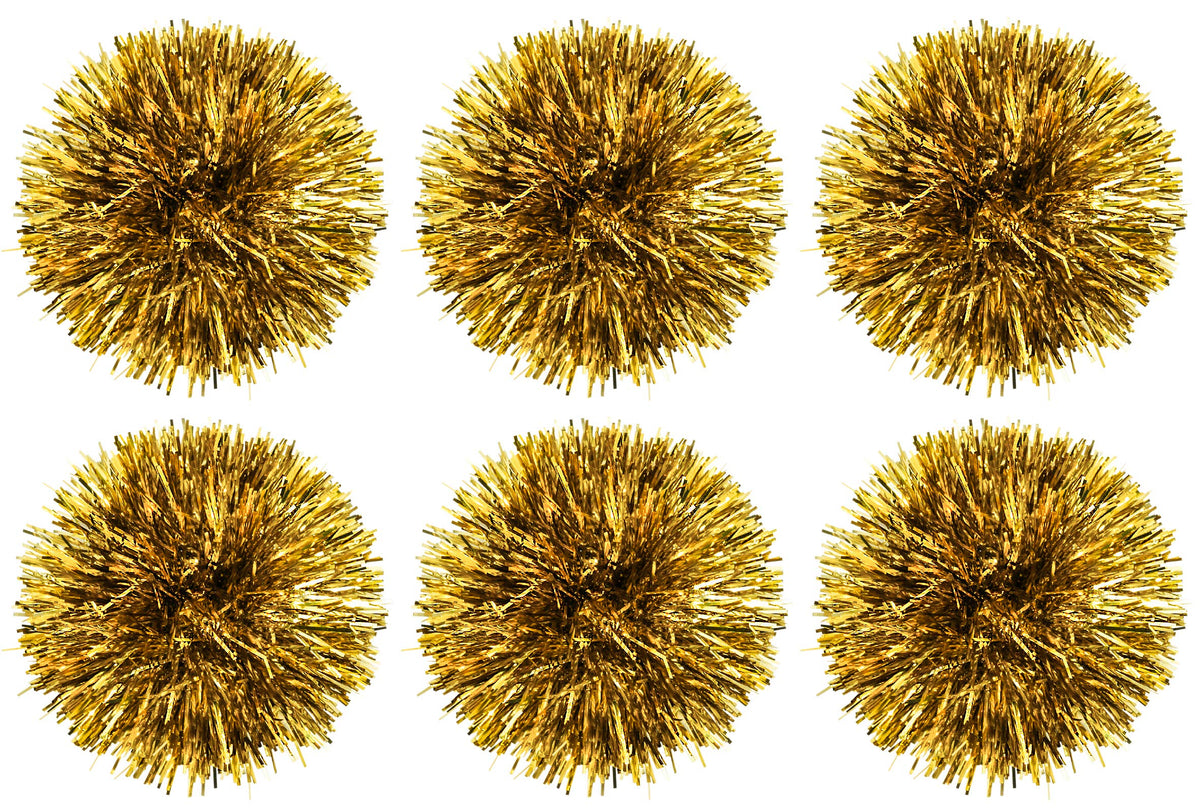 CT CRAFT LLC 4" Length, 6 Count Self-Adhesive Tinsel Bows Gift Wrap Accessory - Gold