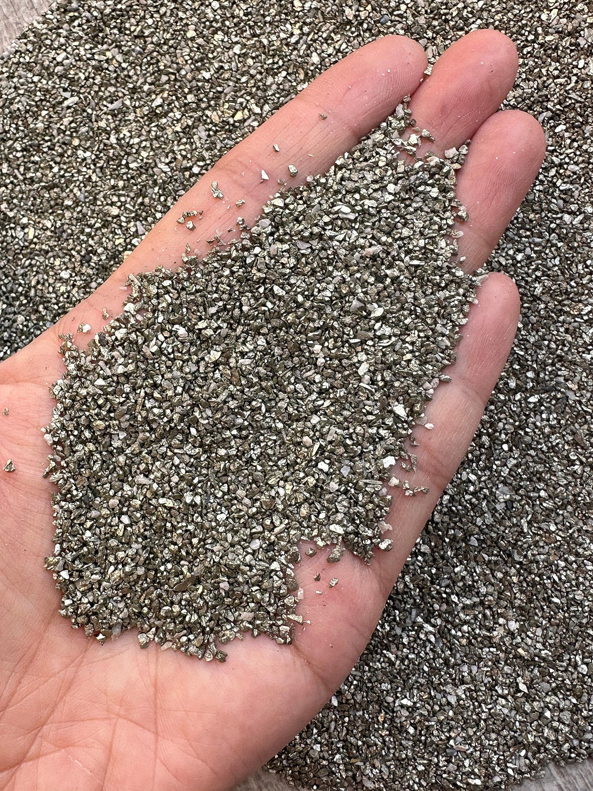 Pyrite Sand Chips – Natural Mini Pyrite Sand Stones, Crushed Undrilled Pyrite Sand, Semi-Tumbled Genuine Pyrite Sand (1 lb Bulk)