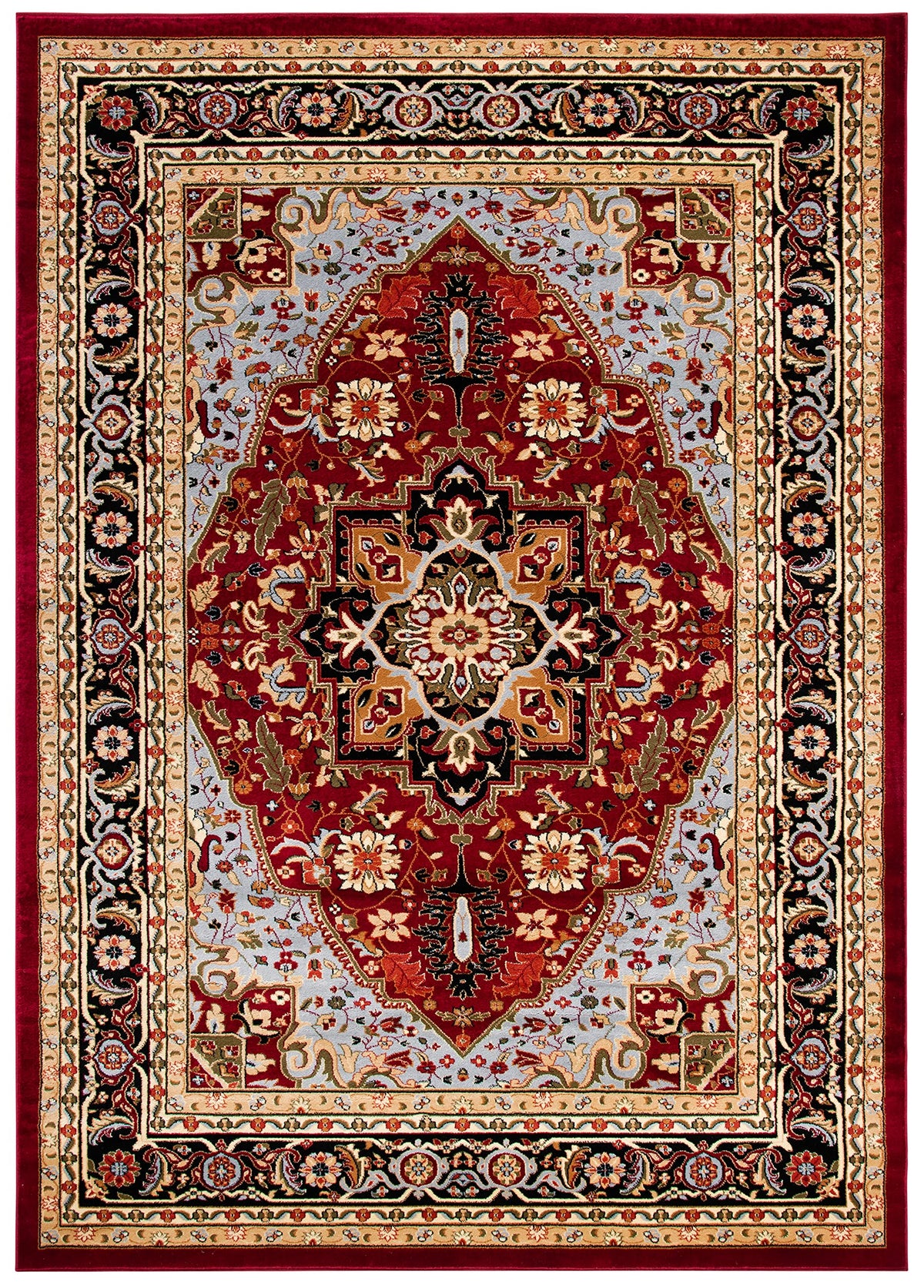 SAFAVIEH Lyndhurst Collection Area Rug - 9' x 12', Red & Black, Traditional Oriental Design, Non-Shedding & Easy Care, Ideal for High Traffic Areas in Living Room, Bedroom (LNH330B)