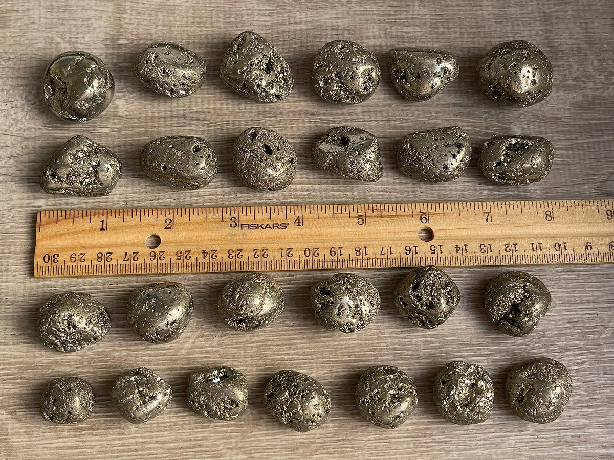 GAF TREASURES 5 Pcs Pyrite Tumbled Stones, Polished Natural Pyrite Gemstone, Pyrite Healing Crystals (Pyrite)