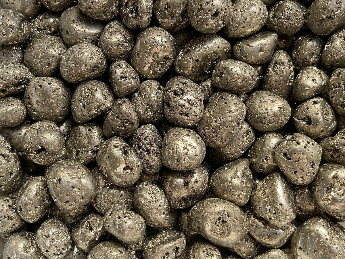 GAF TREASURES 5 Pcs Pyrite Tumbled Stones, Polished Natural Pyrite Gemstone, Pyrite Healing Crystals (Pyrite)