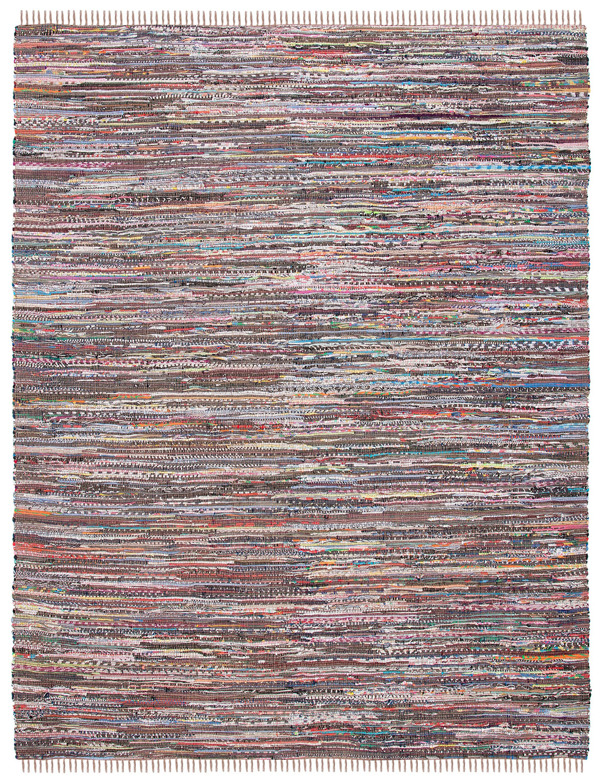 SAFAVIEH Rag Rug Collection X-Large Area Rug - 11' x 15', Rust & Multi, Handmade Boho Stripe Cotton, Ideal for High Traffic Areas in Living Room, Bedroom (RAR121E)
