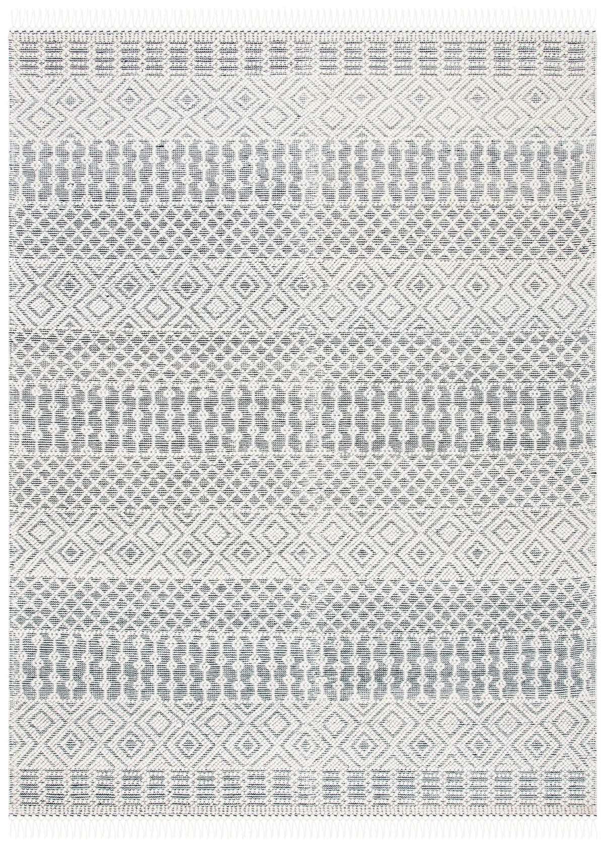 SAFAVIEH Natura Collection Area Rug - 9' x 12', Ivory & Black, Handmade Moroccan Boho Wool Fringe, Ideal for High Traffic Areas in Living Room, Bedroom (NAT852Z)