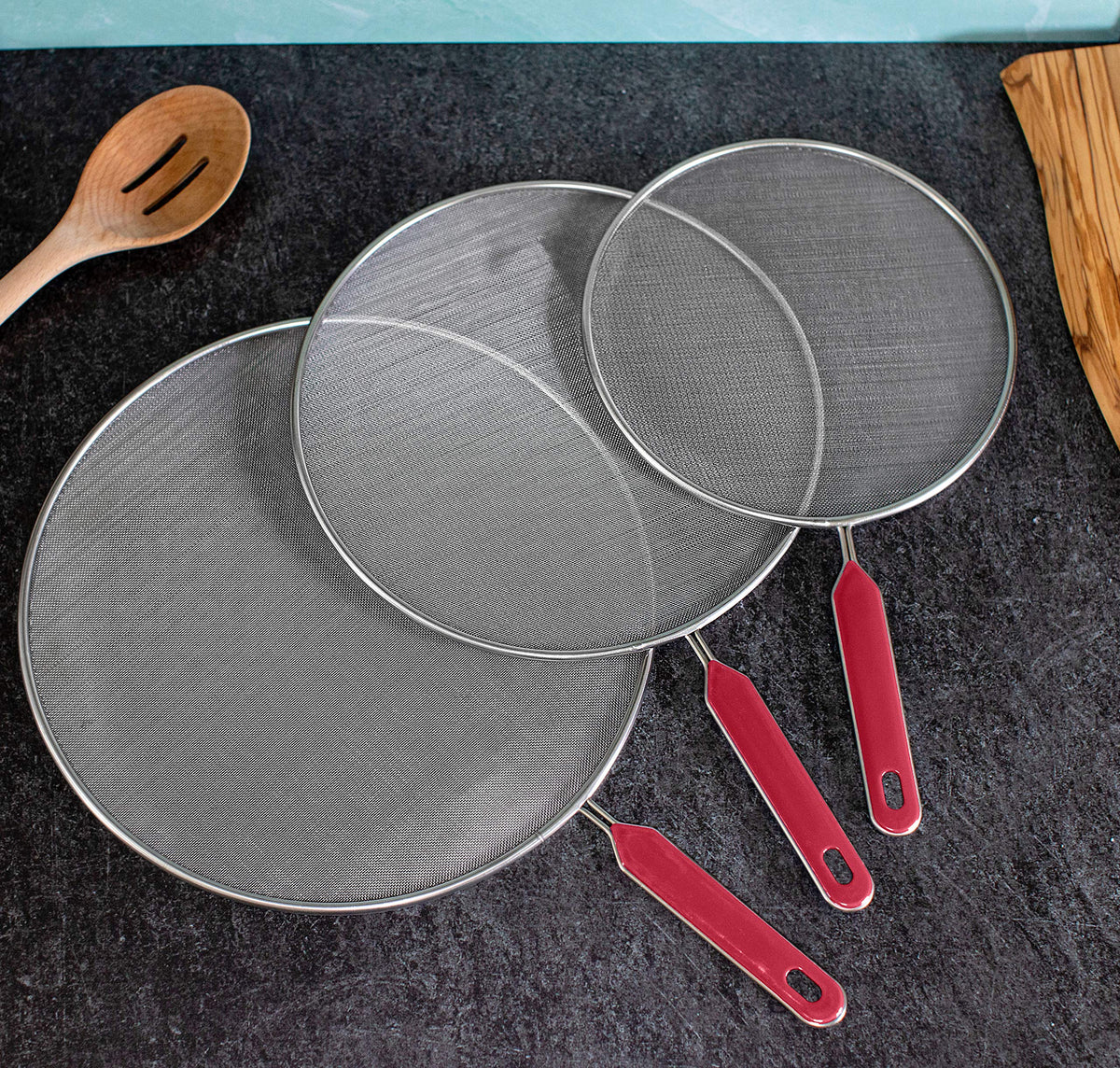 BitimexHome Grease Splatter Screen For Frying Pan Cooking Set of 3 (8", 10" and 11") Fine Mesh Iron Skillet Lid Guard Shield