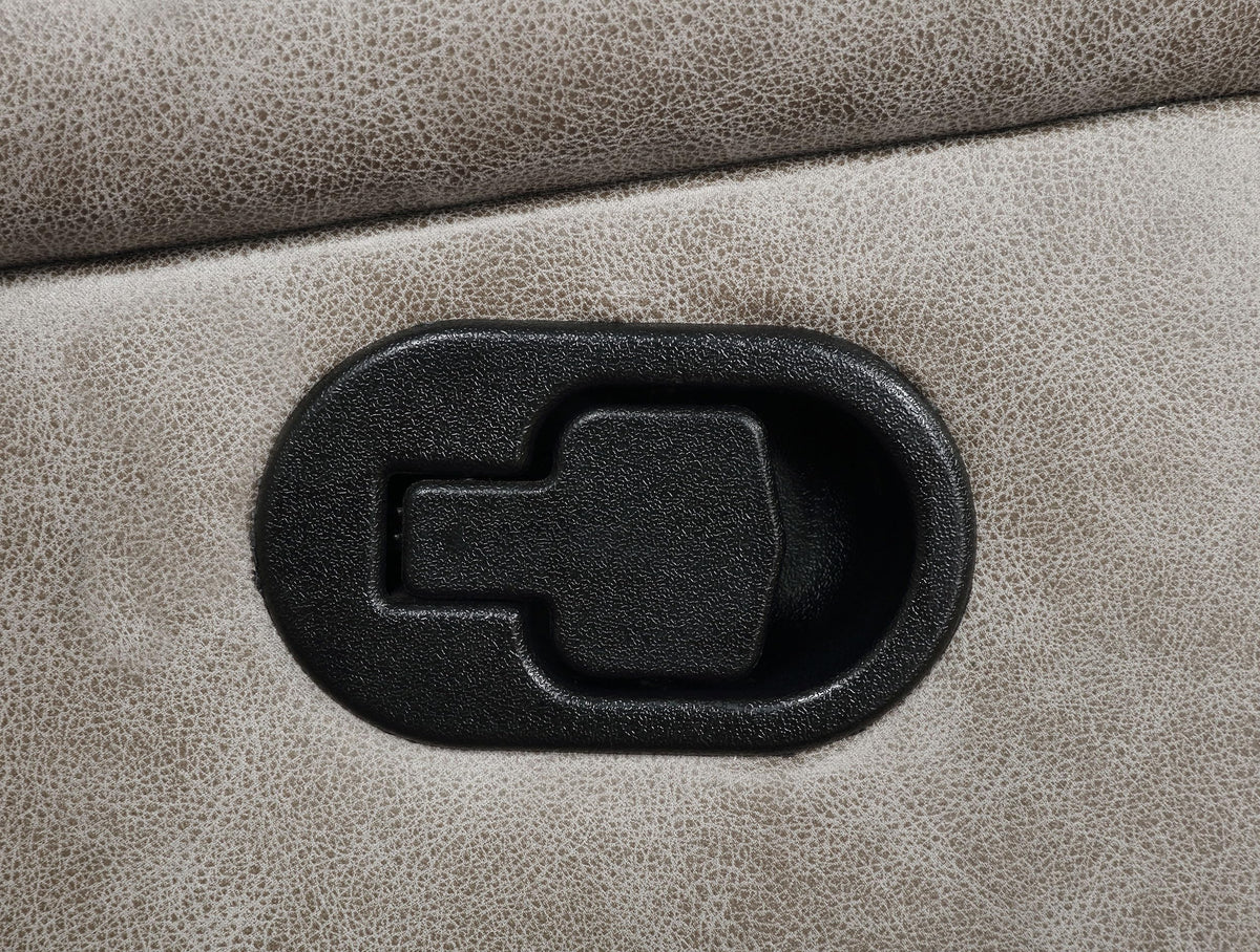 Coaster Home Furnishings - Greer - Faux Leather Upholstered Glider Reclining Loveseat with Console, Built-in Cupholders, Storage and USB Port - Home Theater & Living Room - Taupe - 651352
