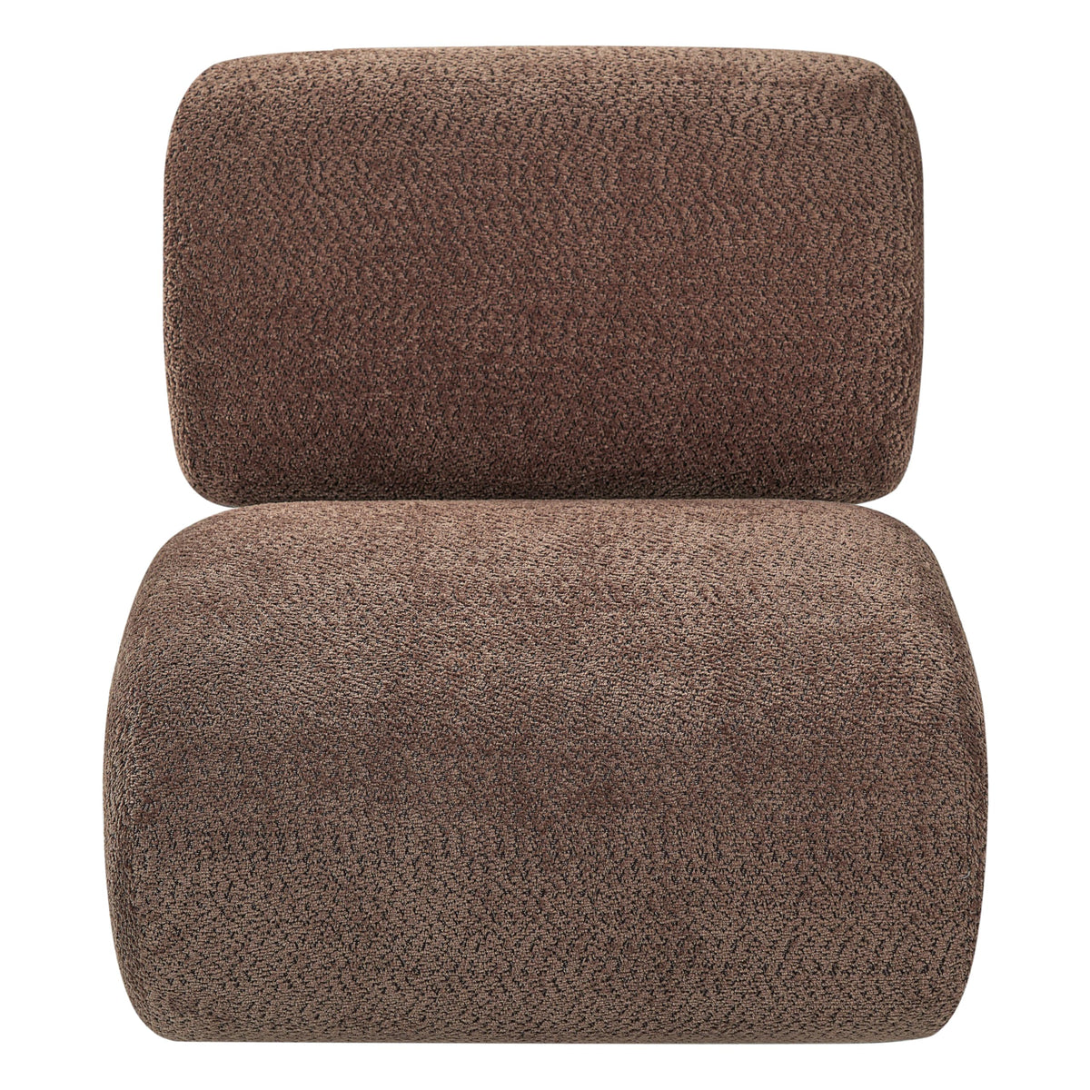 Merax 28" Modern Curved Boucle Accent Chair with Solid Wood Base, Mid-Century Armless Upholstered Slipper Lounge Chair for Living Room, Bedroom, Reading Nook, Natural + Brown